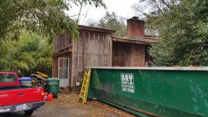 Old Wood Paneling Before Vinyl Installation, Left Front View